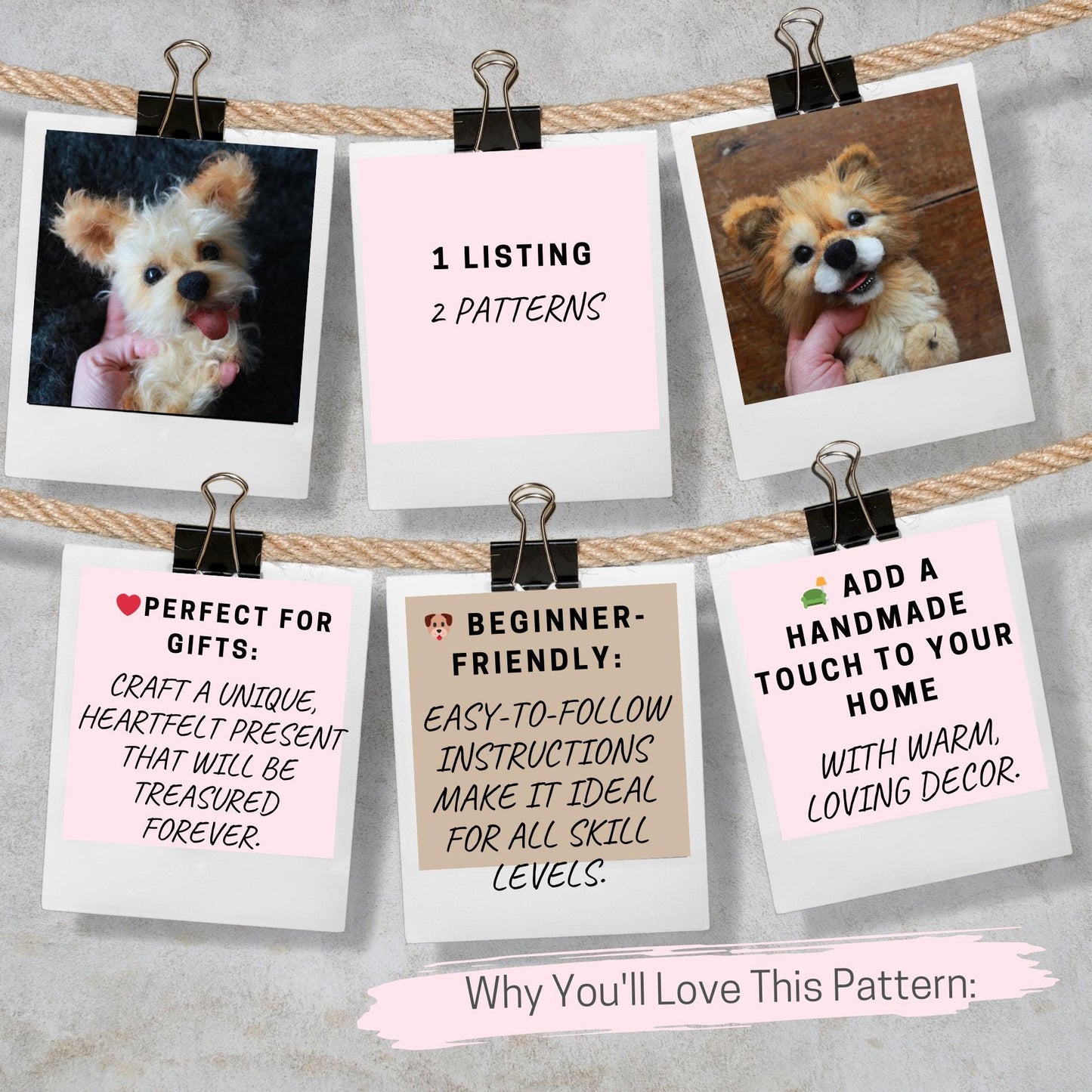 Celebrate Easter with a Handcrafted Touch Adorable Dog Plush Pattern Spring doll sewing pattern projects. Dog stuffed animals, DIY doll gift