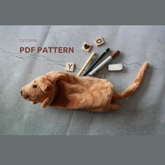 2 in 1 PDF sewing pattern pencil case Rat, school supplies, diy mouse gift, tutorial, cozy stile desktop, kawaii stuff, Dachshund love gift