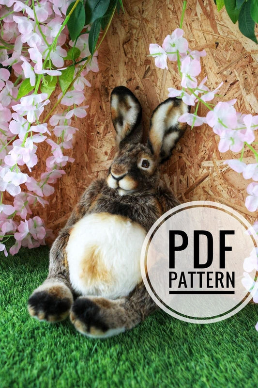 Rabbit toy PDF pattern, Beatrix Potter sewing pattern, stuffed bunny animal, hare figurine, build teddy bear tutorial, Easter craft